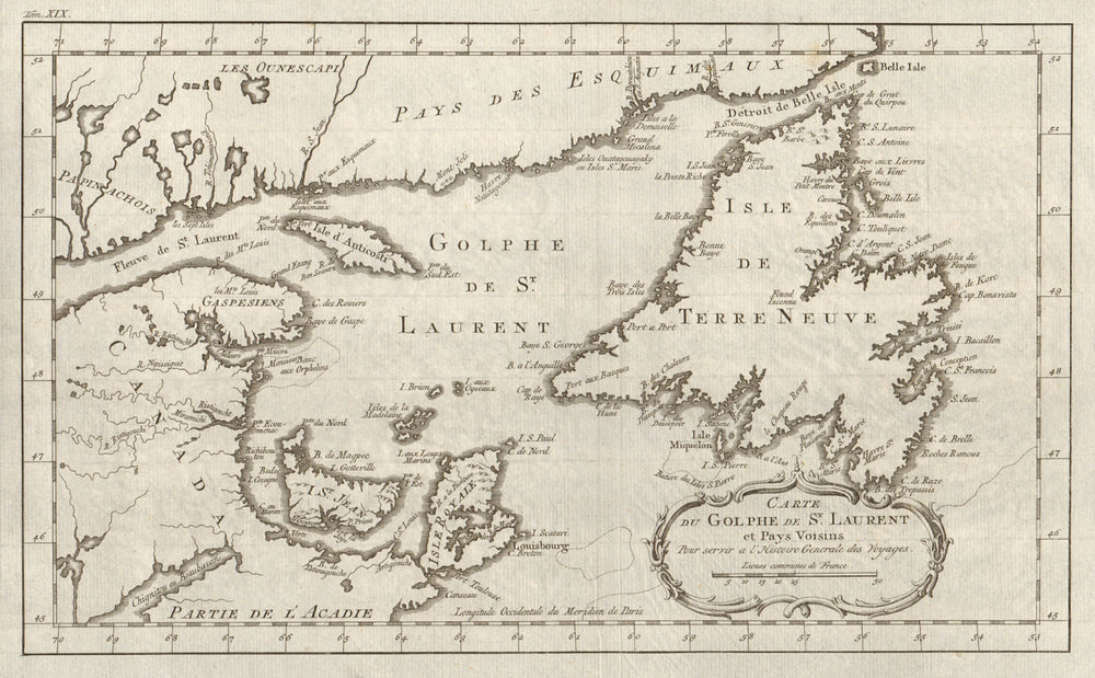 'Carte du Golfe de Saint Laurent' St Lawrence Gulf Canada BELLIN/SCHLEY 1772 map