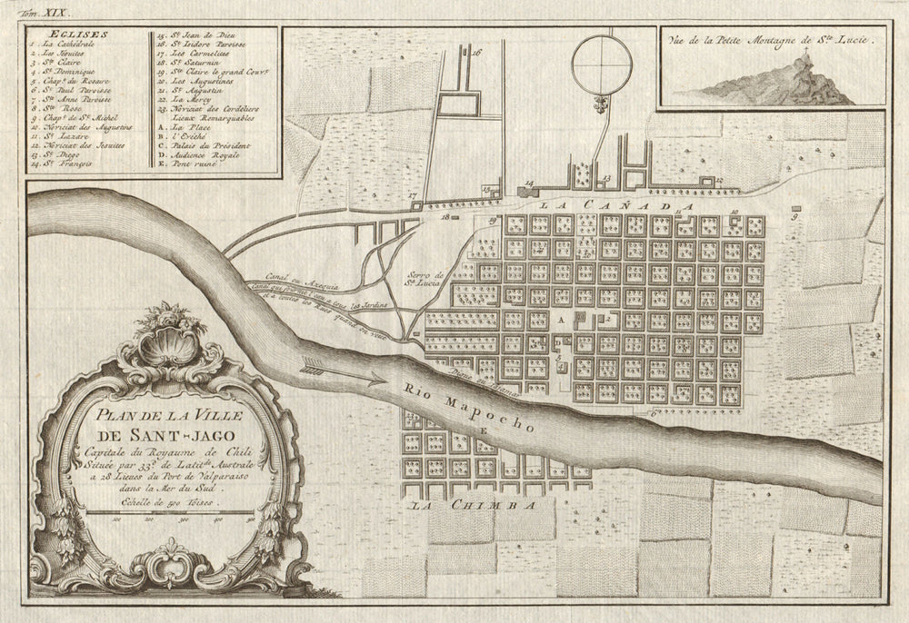 'Plan de la ville de Sant Jago du Chili'. Santiago Chile. BELLIN/SCHLEY 1772 map