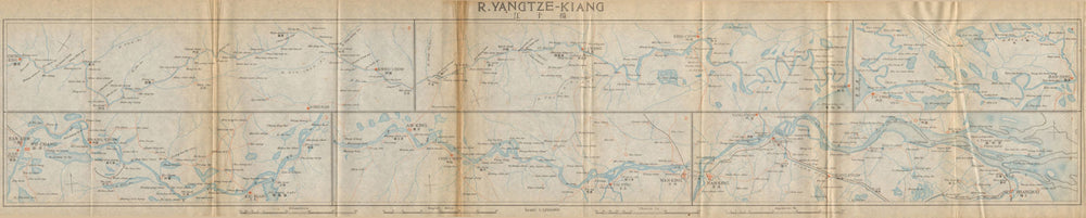 'Yangtze-kiang'. Yangtze river antique map. Shanghai Wuhan Nanjing. China 1915