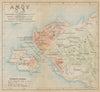 'Amoy'. Xiamen antique town city plan. China 1915 old map chart