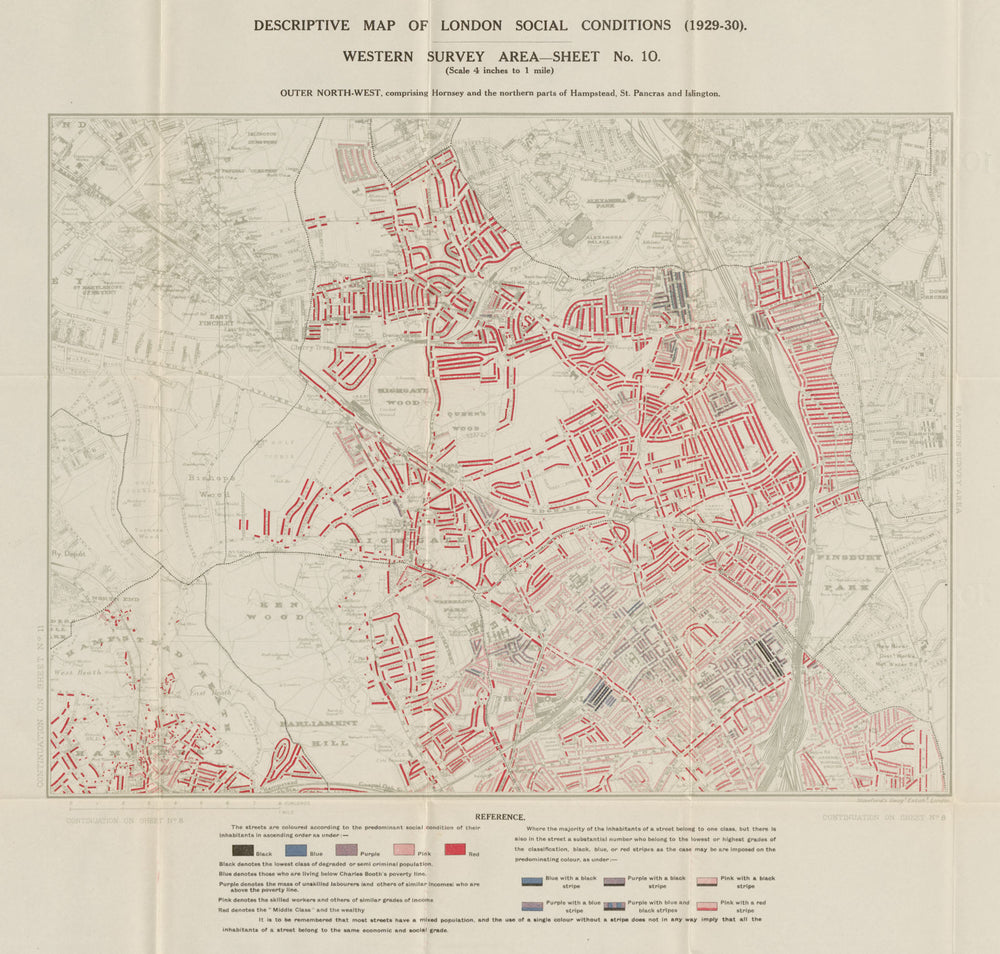 BOOTH / LSE POVERTY MAP Crouch End Muswell Hill Highgate Archway Holloway 1930