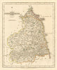 Antique county map of NORTHUMBERLAND by JOHN CARY. Original outline colour 1793