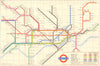 LONDON UNDERGROUND tube map plan. Ongar. Essex Rd. HUTCHISON 1961 old