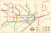 LONDON UNDERGROUND tube map plan. Essex Rd. Ongar. HUTCHISON 1962 old