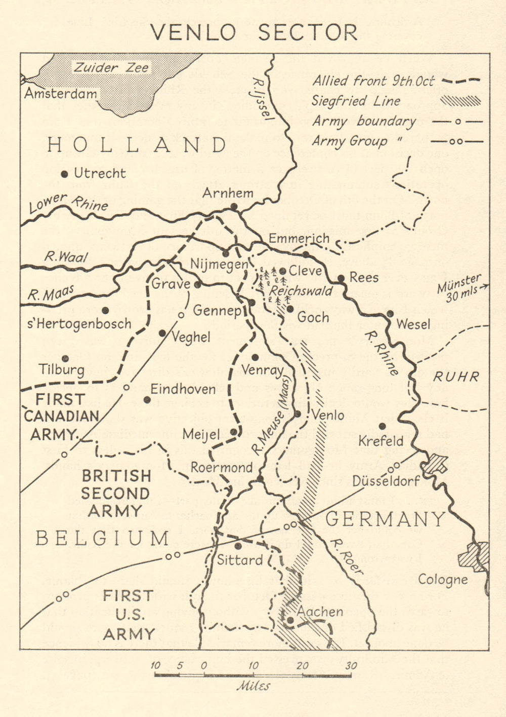 Advance to Nijmegen. Venlo Sector, October 1944 World War 2 Netherlands 1968 map