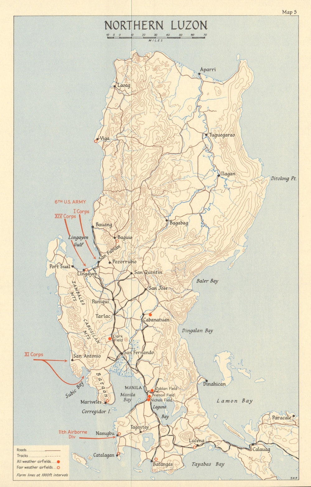 Battle of Luzon. S-Day. January 1945. Philippines Campaign. World War 2 1965 map