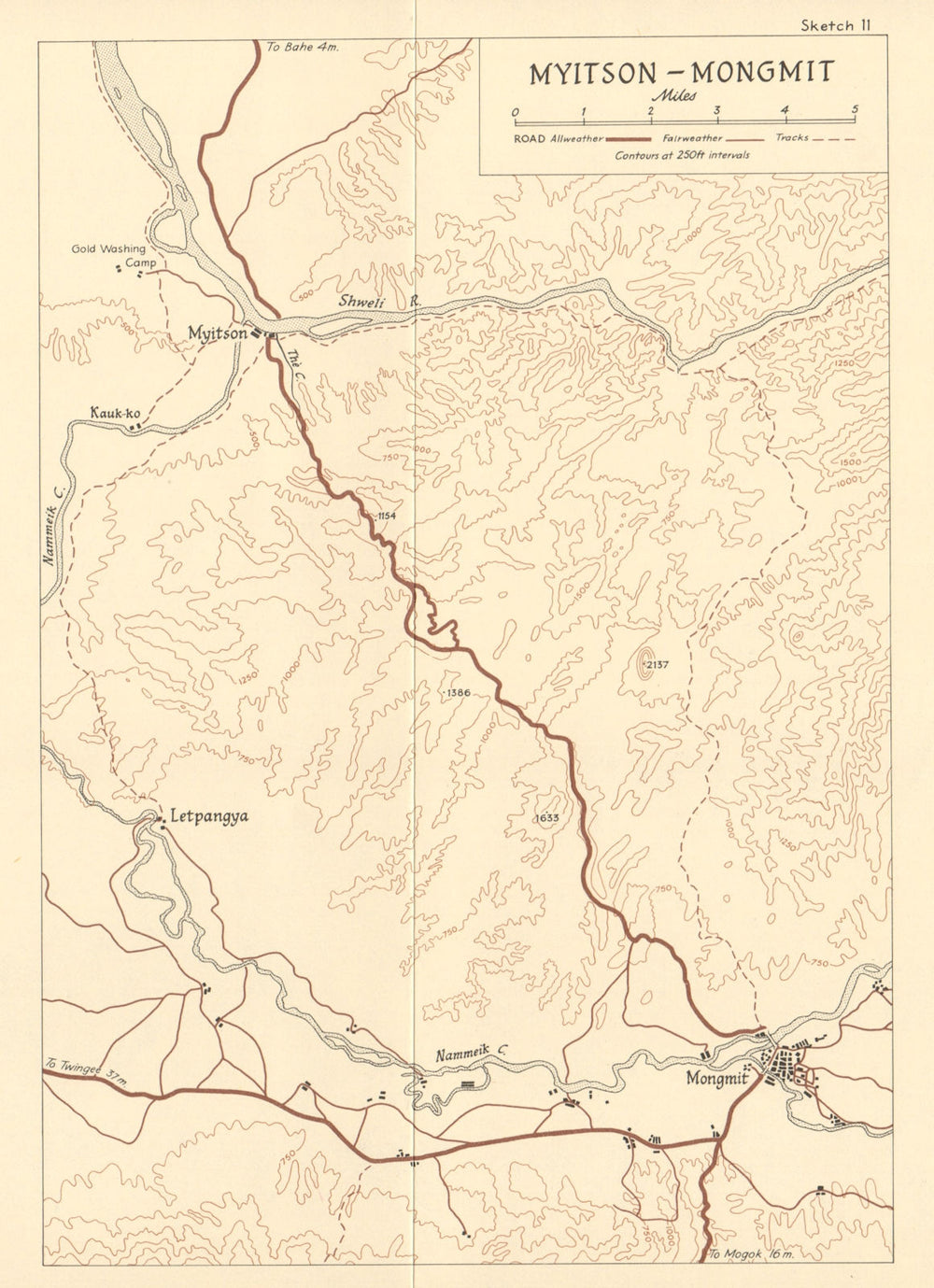 Burma Campaign. February 1945. Myitson-Mongmit Momeik. World War 2 1965 map