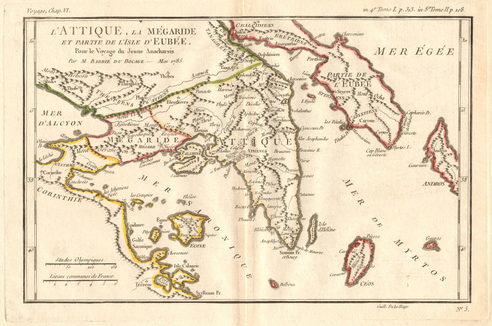 ANCIENT GREECE Attica Saronic Gulf Myrtoan Sea Euboea Kea Aegina BOCAGE 1790 map