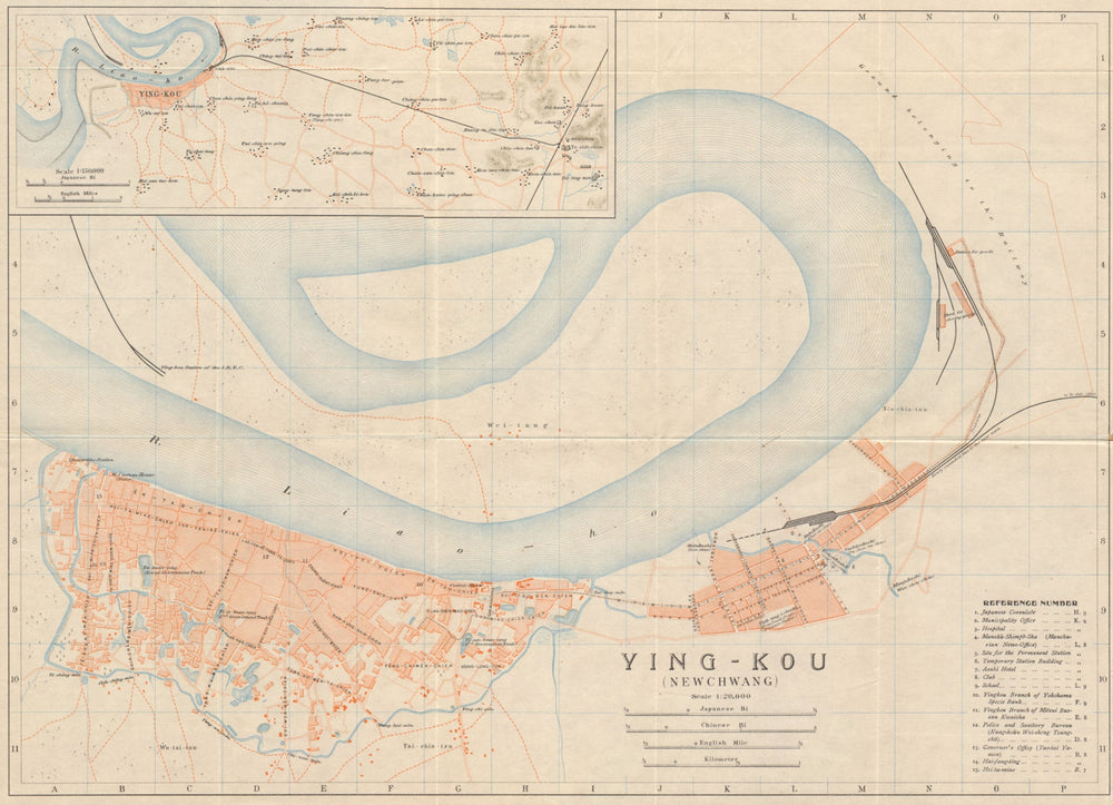 'Ying-kou (Newchwang)'. Yingkou antique town city plan. Liaoning, China 1913 map