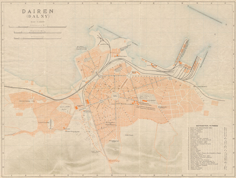 'Dairen (Dalny)'. Dalian antique town city plan. Liaoning, China 1913 old map