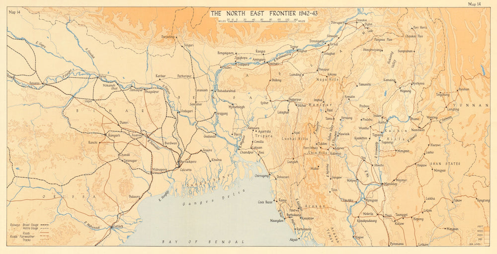 India North East Frontier 1942-43. Burma Campaign World War 2 1961 old map