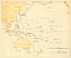 The Pacific showing Command Areas 1942-43. World War 2 1961 old vintage map