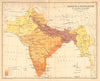 BRITISH INDIA S. Asia. Population density 1901 census natural divisions 1909 map