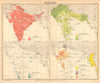 BRITISH INDIA RELIGIONS. Hindu Muslim Christian Buddhist Sikh Jain 1909 map