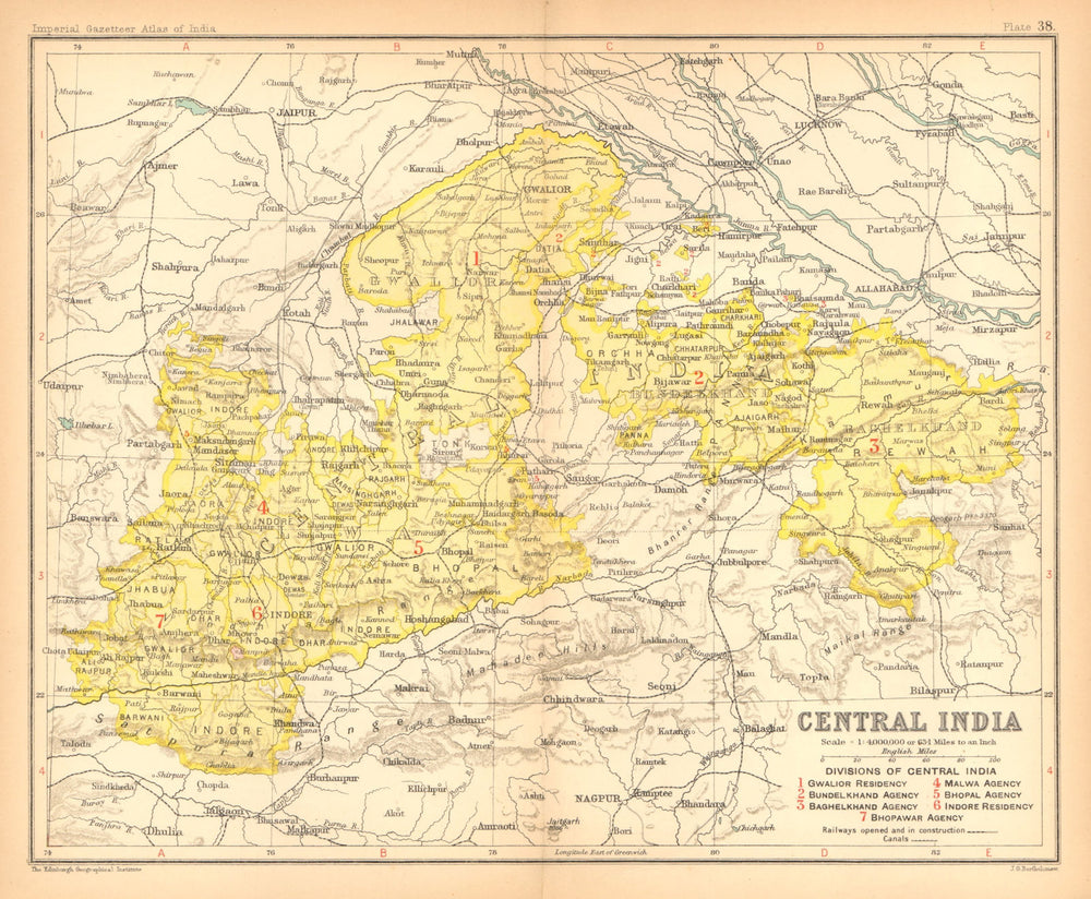 'Central India'. British India provinces. Madhya Pradesh 1909 old antique map