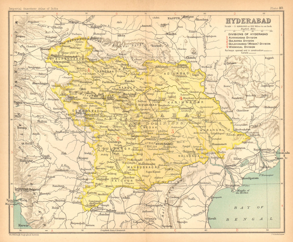 'Hyderabad'. British India province. Telangana Maharashtra Karnataka 1909 map