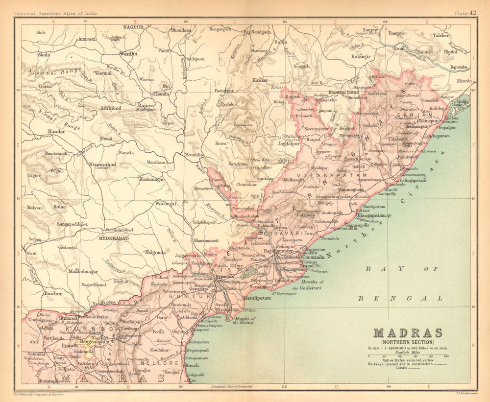 'Madras (Northern Section)'. British India provinces. Andhra Pradesh 1909 map