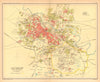 Lucknow town city plan. Cantonment & key buildings. British India 1909 old map