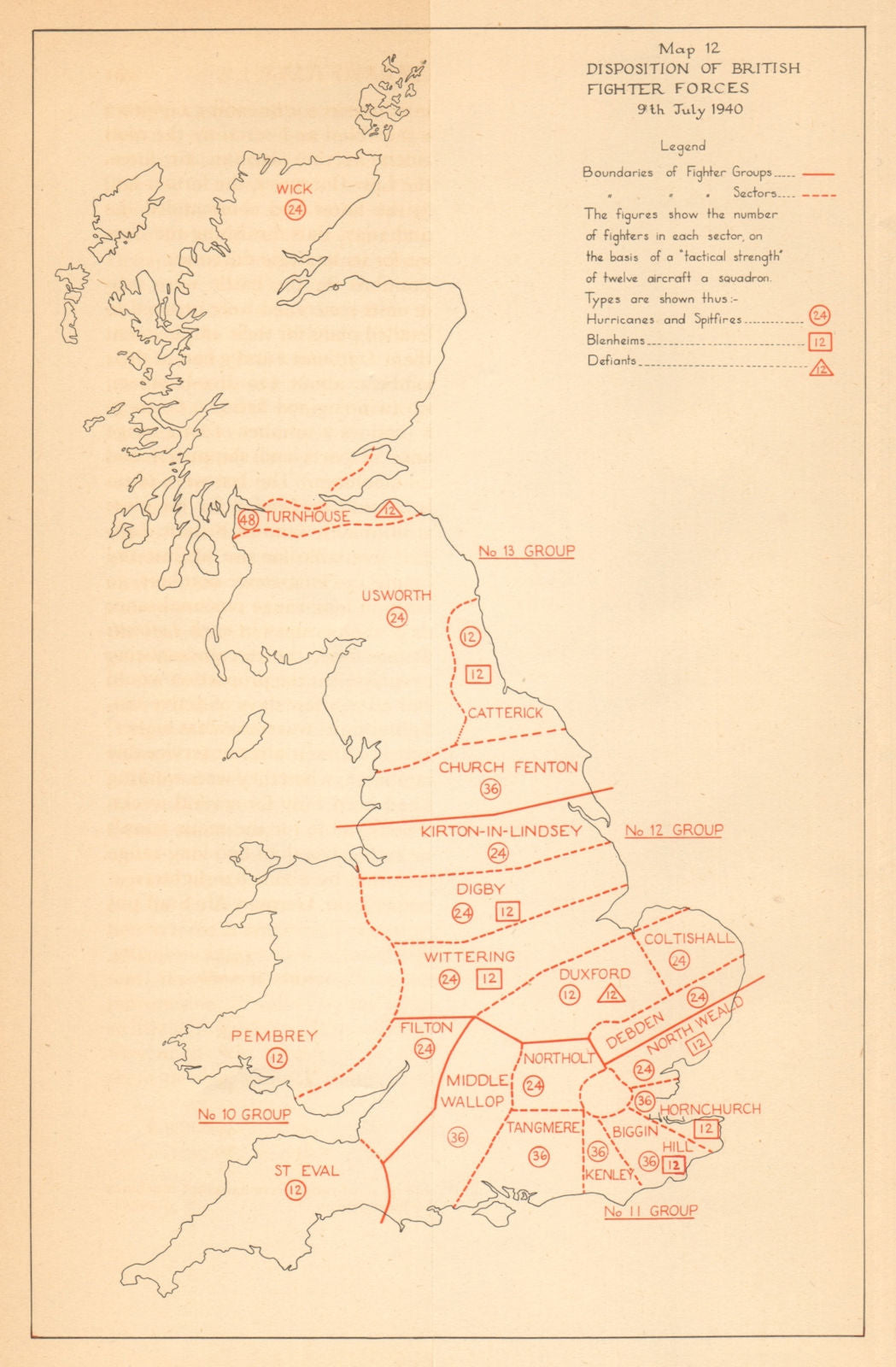 Disposition of British Fighter Forces 9 July 1940 Battle of Britain WW2 ...