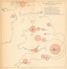 Luftwaffe night attacks on British Cities 1940-41. Bomb tonnage. WW2 1957 map