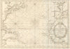 Carte de l’Ocean Occidental. North Atlantic Ocean Ferro Meridian BELLIN 1746 map