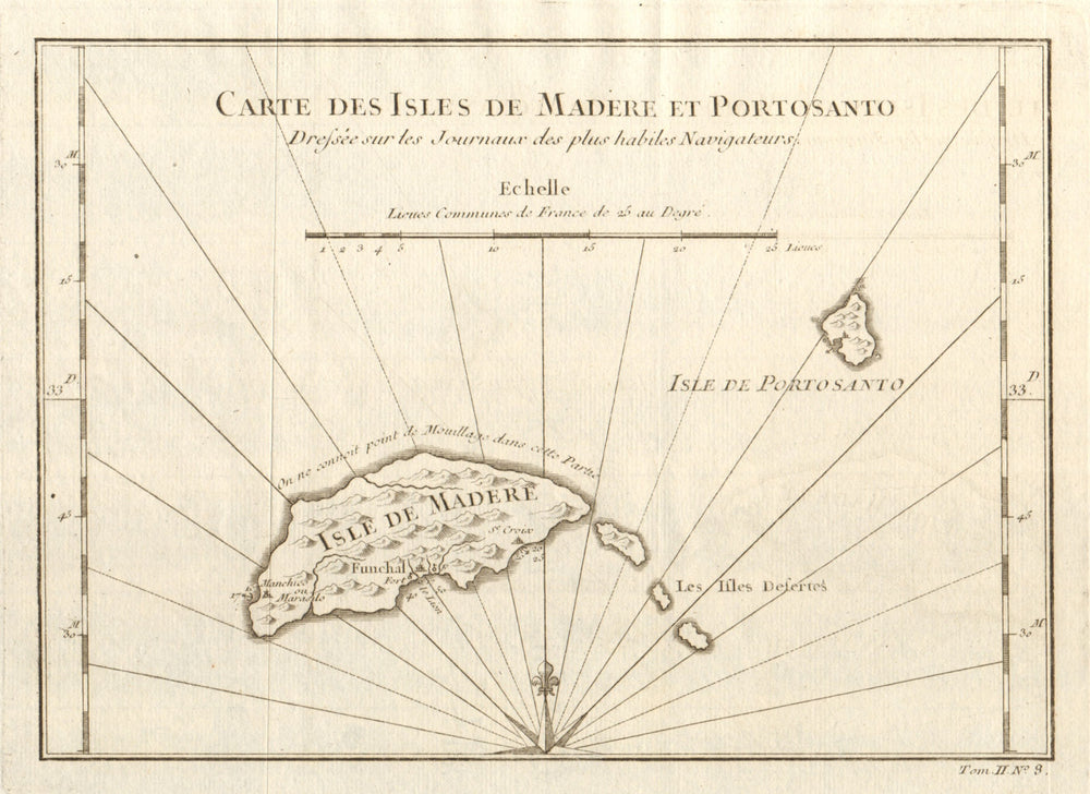 'Carte des Isles de Madère & Porto Santo'. Madeira. Funchal. BELLIN 1746 map