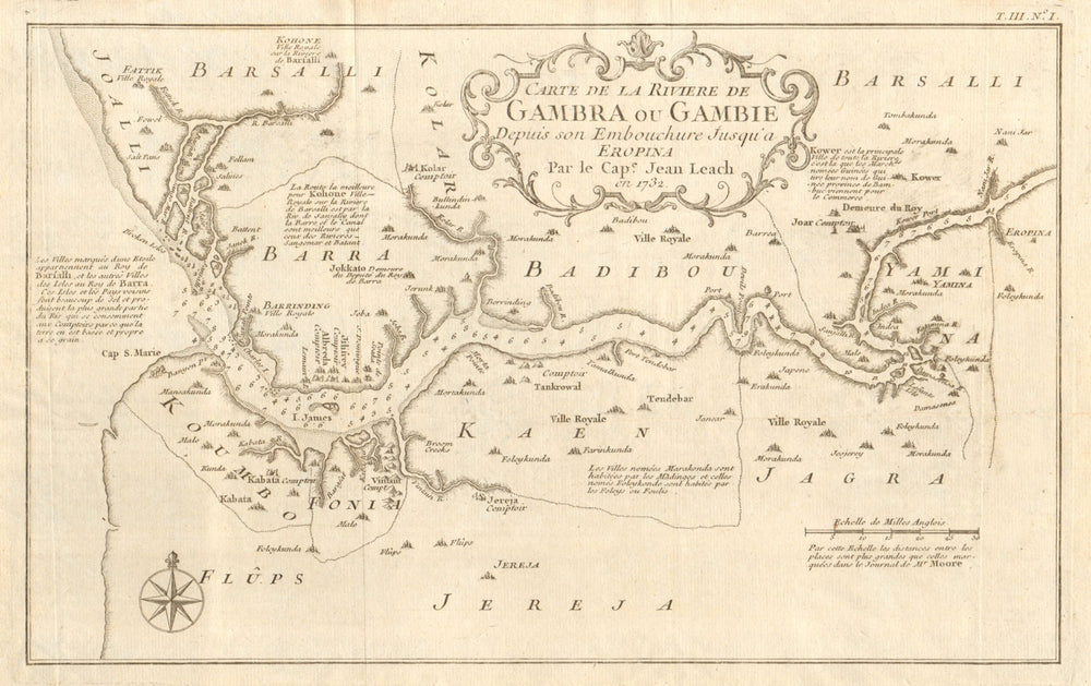 'Carte de la Rivière de Gambra ou Gambie…' Gambia River. LEACH / BELLIN 1747 map