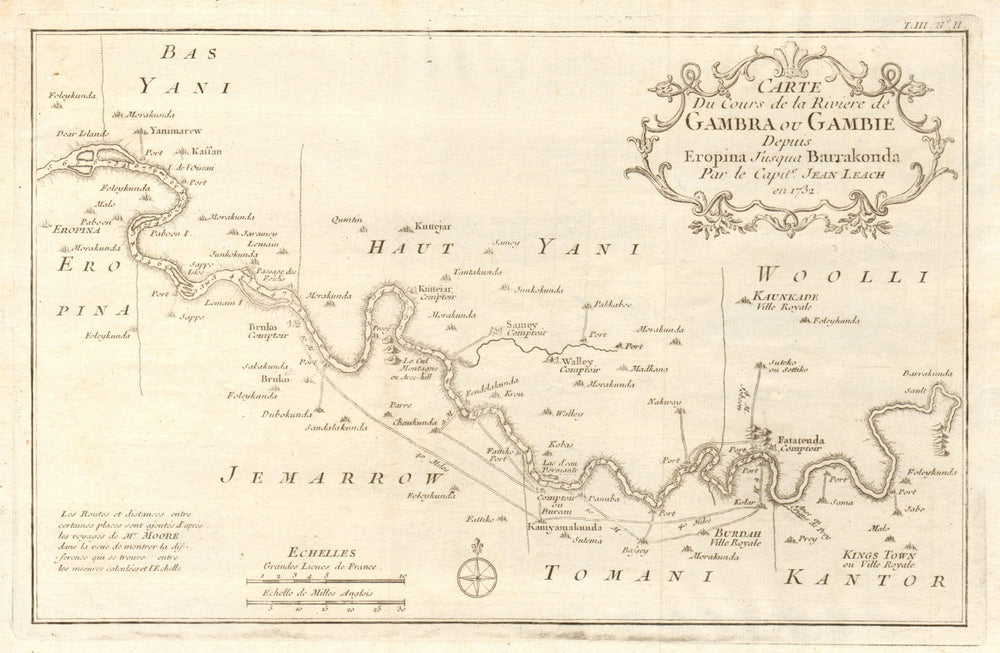 'Rivière de Gambra ou Gambie, depuis Eropina…' Gambia river. BELLIN 1747 map