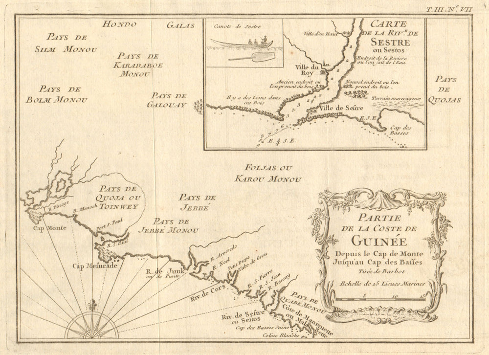 'Partie de la Coste de Guinée…' Liberia. Monrovia. Cestos River. BELLIN 1747 map