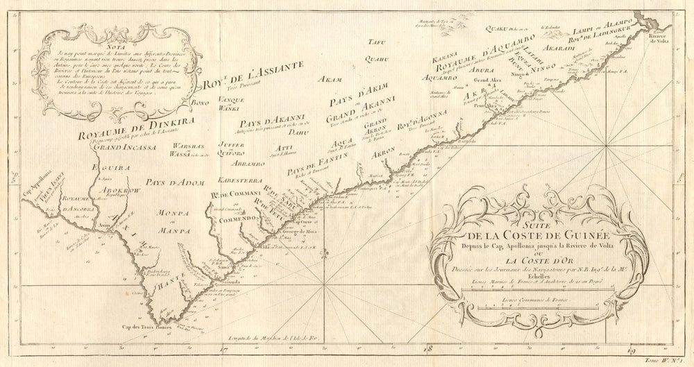 'Suite de la Coste de Guinée…' Ghana / Gold Coast. Volta delta. BELLIN 1747 map