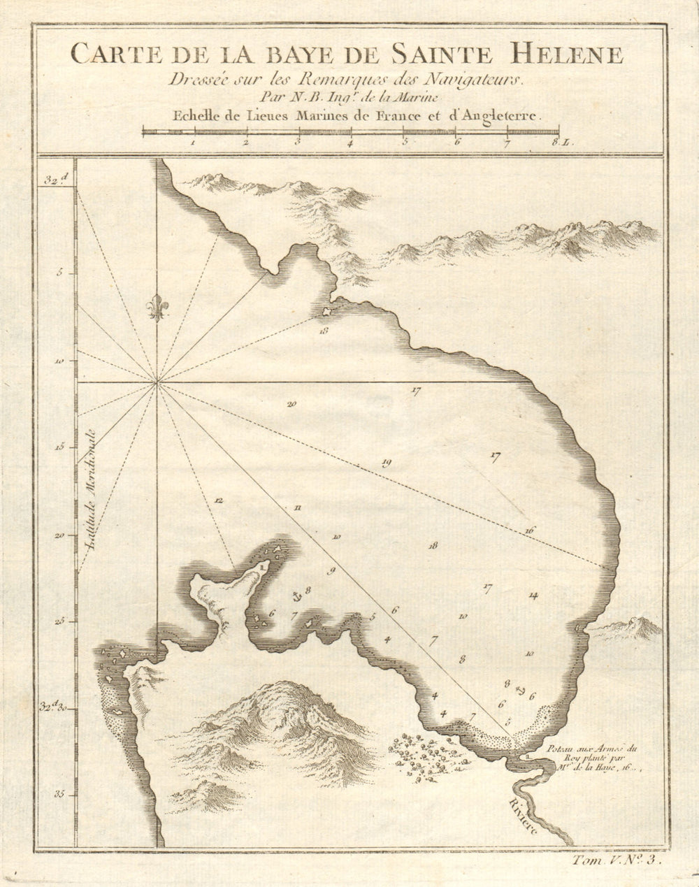 'La Baye de Sainte Helene'. St Helena Bay, South Africa. BELLIN 1748 old map
