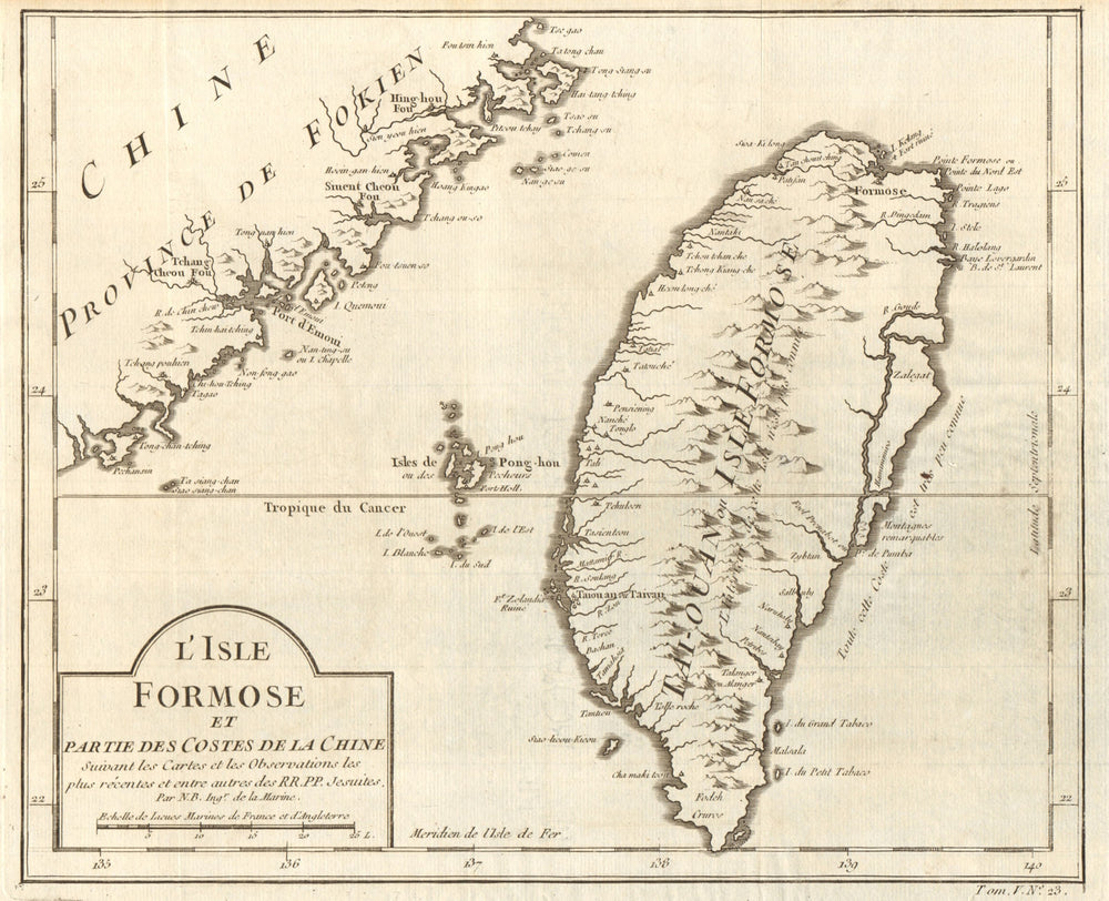 'L'Isle Formose & partie des Costes de la Chine'. Taiwan China. BELLIN 1748 map
