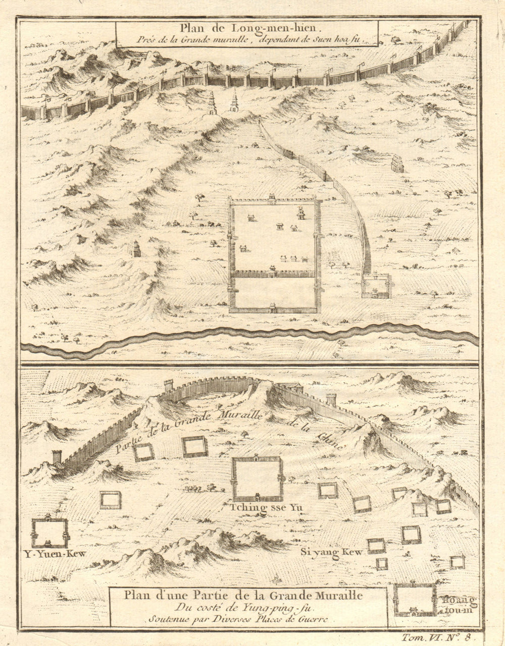 Great Wall of China. Yongping, Lulong county & Longguan, Hebei. BELLIN 1748 map