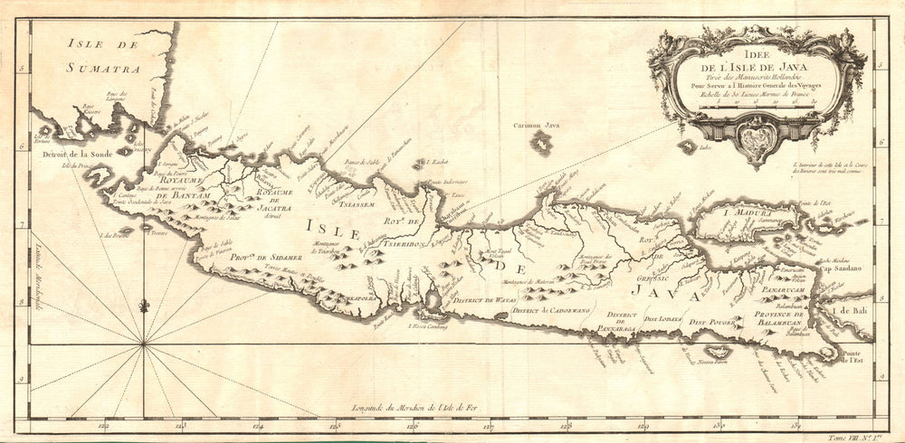 'Idée de l'Isle de Java'. Indonesia. Dutch East India Co. VOC. BELLIN 1750 map