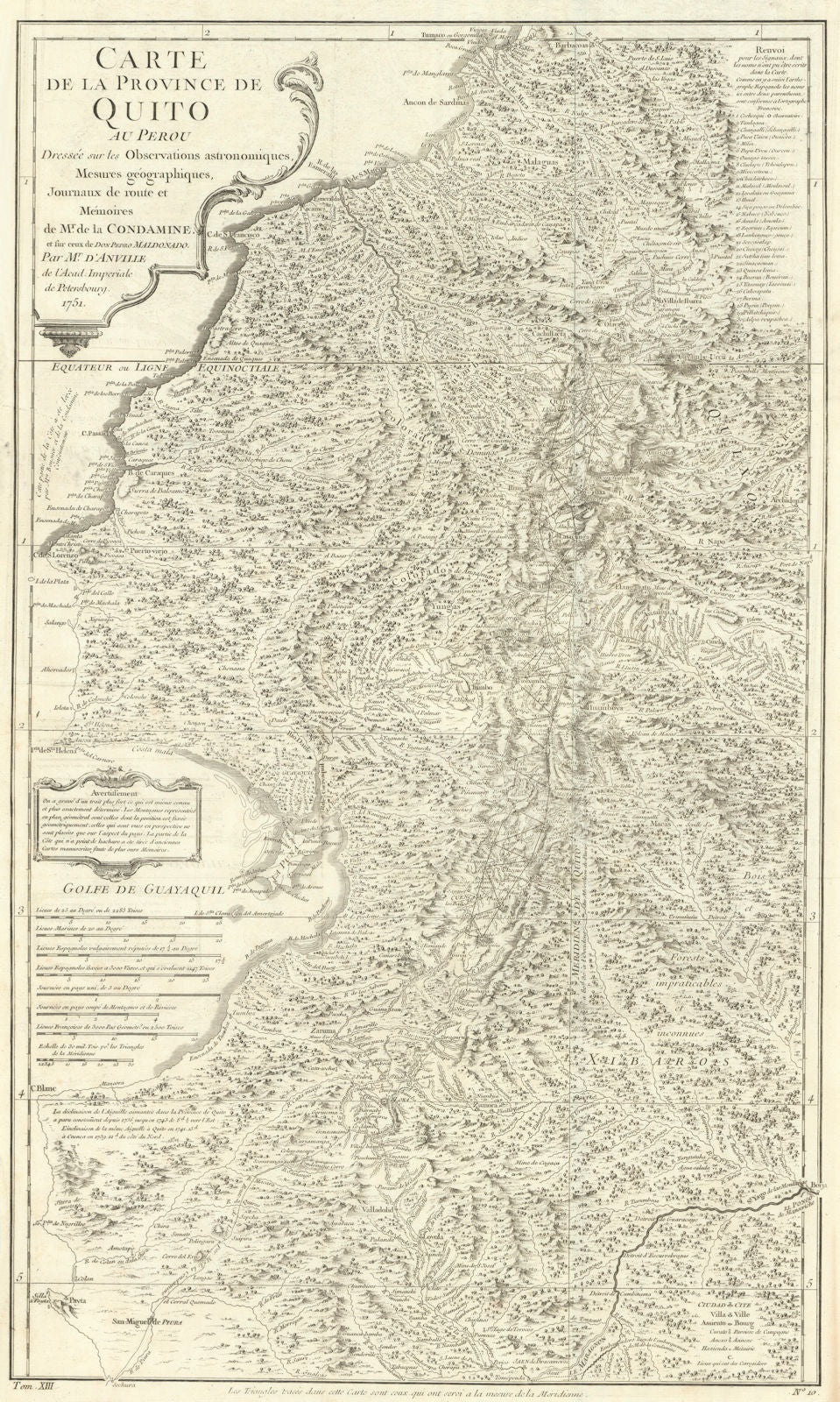'Carte de la Province de Quito au Perou'. Western Ecuador. BELLIN 1756 old map