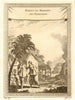 'Habits et Maisons des Floridiens'. Floridian dress & houses. Florida 1757