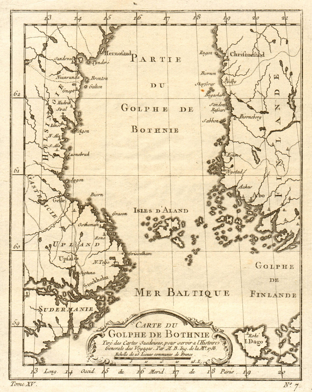 'Carte du Golphe de Bothnie'. Gulf of Bothnia. Sweden Finland. BELLIN 1759 map