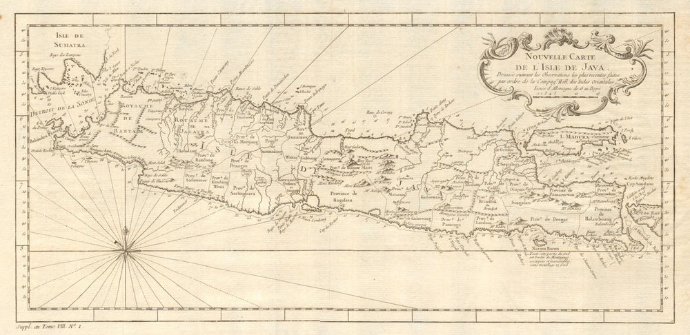 'Nouvelle Carte de l’Isle de Java'. Dutch East India Company. BELLIN 1761 map