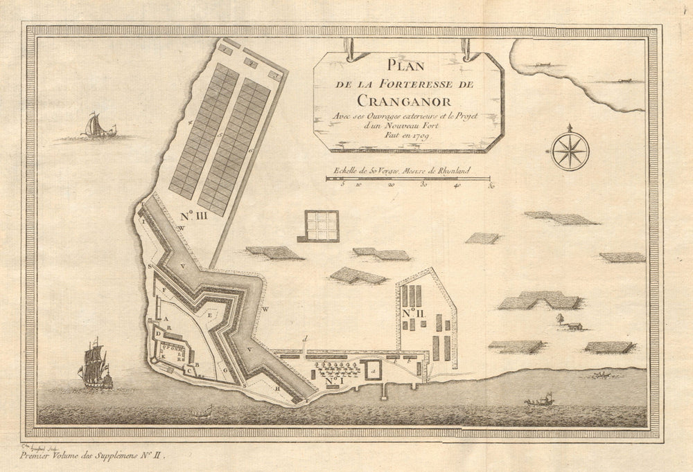 'La Forteresse de Cranganor'. Kodungallur Fortress Kerala India. BELLIN 1761 map