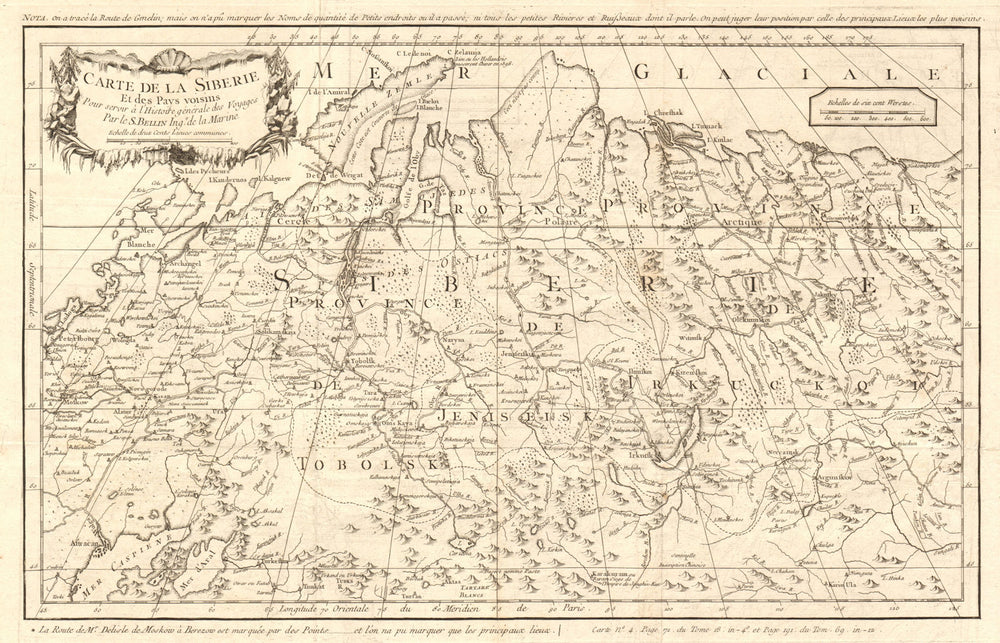 'Carte de la Sibérie et des pays voisins'. Siberia. Russia. BELLIN 1768 map