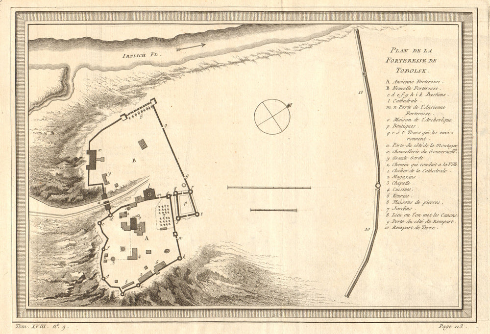'Plan de la Forteresse de Tobolsk'. Fortress or Kremlin. BELLIN 1768 old map