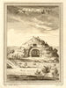 Cave filled with idols on the banks of the Yenisei river, Russia 1768 print