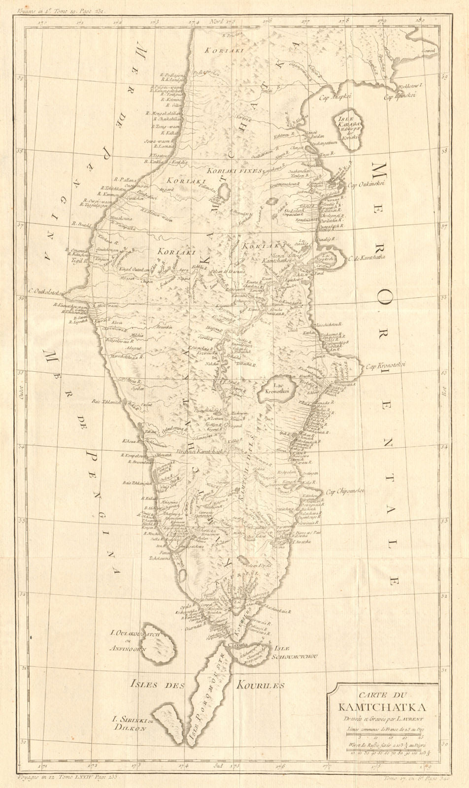 'Carte du Kamtchatka'. Kamchatka, Russia. BELLIN / LAURENT 1770 old map