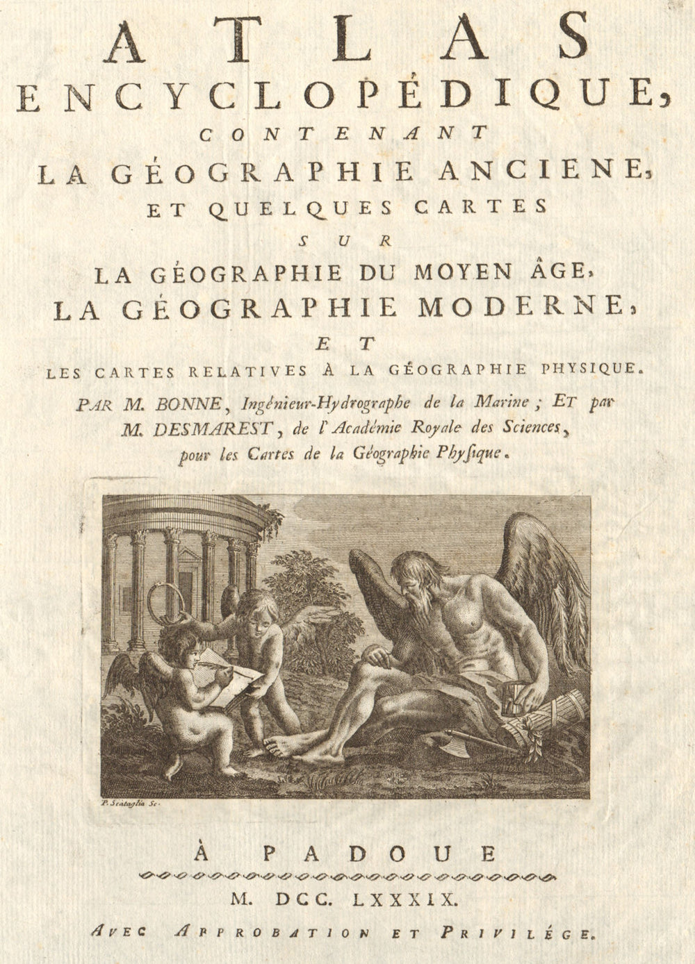 Atlas Encyclopedique title page. 1789-90. BONNE 1789 old antique map chart