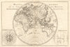 Mappe-monde sur le plan d’un Méridien, hemisphere Oriental. BONNE 1789 old