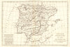 Le Royaume d’Espagne et celui de Portugal. Spain. Iberia. BONNE 1789 old map