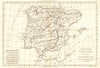 Le Royaume d’Espagne et celui de Portugal. Spain. Iberia. BONNE 1789 old map