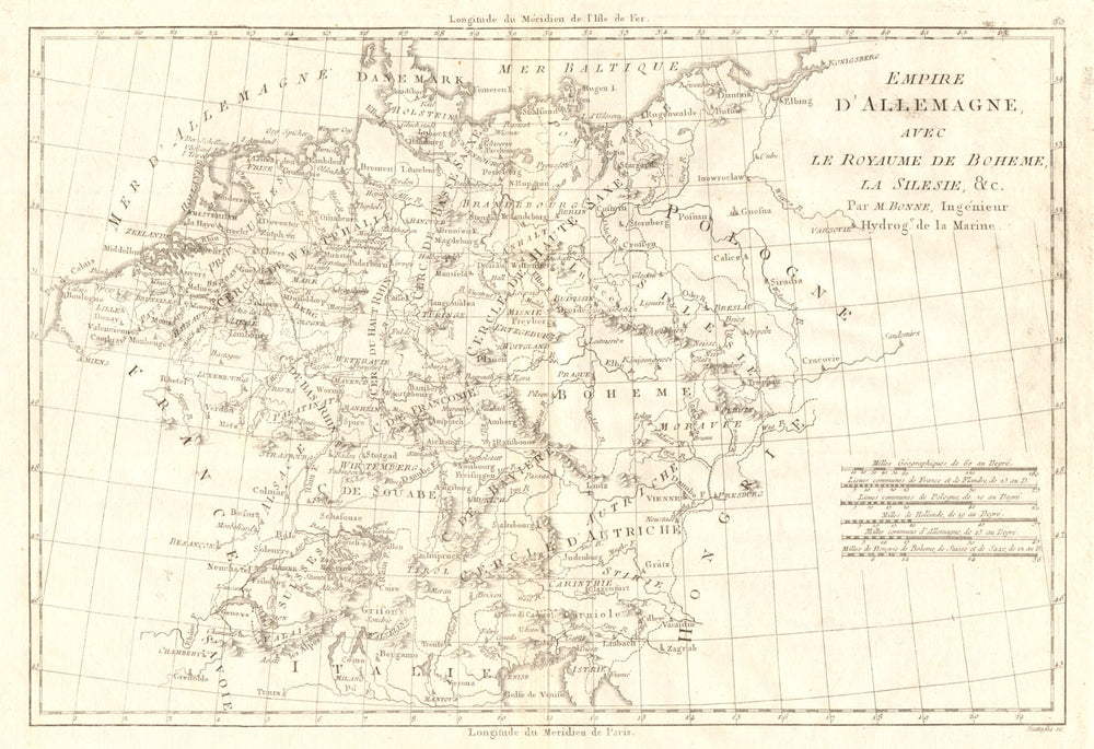 Empire d'Allemagne avec le Royaume de Boheme, la Silesie. Germany BONNE 1789 map