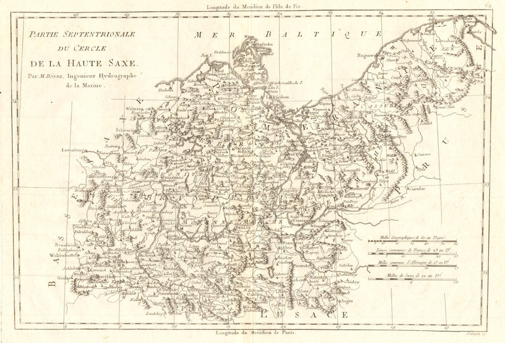 Partie Septentrionale du Cercle de la Haute Saxe. Pomerania. BONNE 1789 map