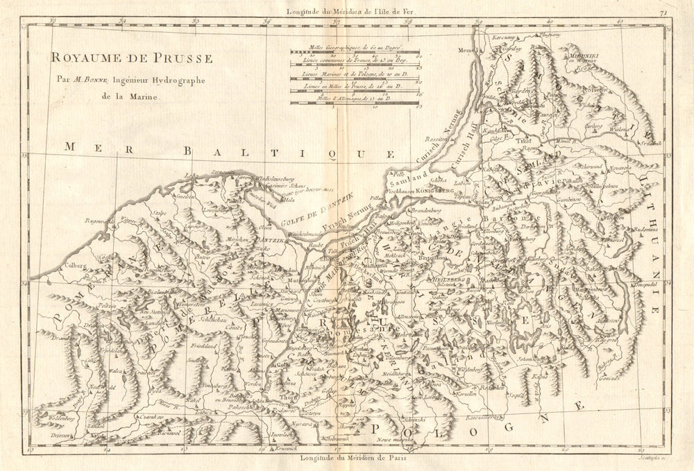 Royaume de Prusse. Kingdom of Prussia. N Poland & Kaliningrad. BONNE 1789 map